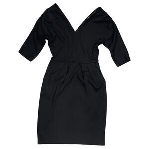 Francesca Sterlacci Little Black Dress Fitted Sheath 3/4 Sleeve Small Designer